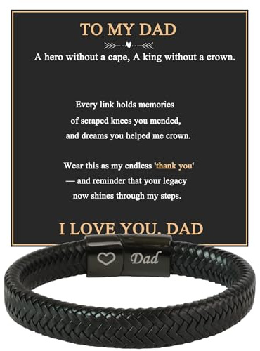 Juozyve Läderarmband för män pappa gåvor: Gåvor för män svart läder flätat armband till pappa son man pojkvän 21,5 cm manligt armband smycke gåva födelsedag fars dag alla hjärtans dag jul, Läder