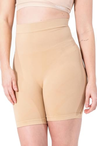 BestSale247 Shapewear för kvinnor, magkontroll, hög midja, underbyxor – figurformande byxshorts med ben – formande kroppsformare ca 40 cm lång, Beige, M-L