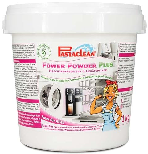 PASTACLEAN 1 kg Maschinenreiniger Power-Powder Plus - Entfernt Kalk & Ablagerungen - Effiziente Gerätepflege für die Reinigung von Waschmaschinen, Geschirrspülern, Kaffeemaschinen, Espressomaschinen