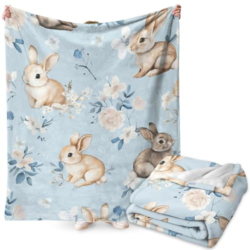 FYDZBSL Bunny Cobijas para Niños y Niñas, Cobija con Estampado de Dibujos Animados, Manta de Forro Polar de Microfibra Suave para Silla, Oficina, Habitación Mantas de Dibujos Animados