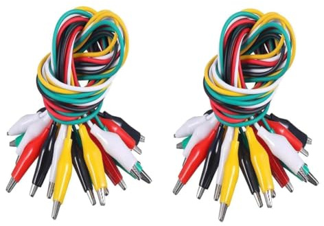 20PCS Solder Test Leads with Alligator Clips Set, Crocodile Clips, Alligator Clips Electrical Multimeter Test Leads, Insulated Test Cable Double-ended Clips for Electronics Repair, Circuit Testing