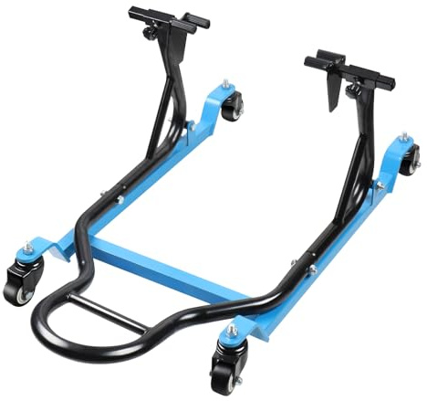HKTE Pro-Series Motorcycle Rear Lift Stand, 750 lb Load, 4 Castor Wheels, Adjustable Swingarm Paddock Stand Elevate Your Ride Maintenance