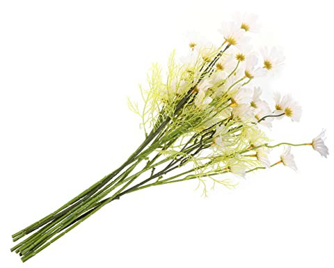 SOLUSTRE Bouquet di Margherite Artificiali 10 Pezzi Bianche in Plastica Resistente All'usura per Decorazioni Soggiorno Occasioni Multiple Aspetto Realistico e Raffinato