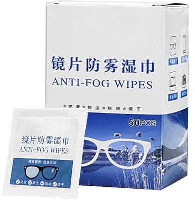 Lingettes anti-buée pour lunettes | 50 tampons pré-humidifiés anti-buée pour lentilles de lunettes - Fournitures de nettoyage de lunettes emballées individuellement pour appareil photo, lunettes