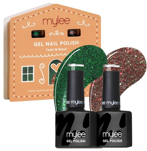 Mylee Gel Nail Polish Set 2x8ml [Twist & Shout] - UV/LED Soak-Off Nail Art | Manicure Pedicure for Professional, Salon & Home Use, Long Lasting, Bake Me Happy Collection [Christmas 2025]