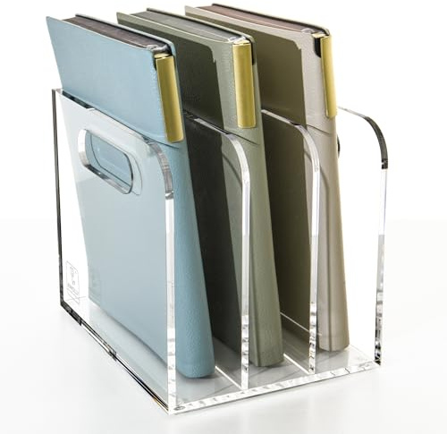 AIMOLLY Acryl Stehsammler B5, Zeitschriftenhalter aus Acryl, Aktenmagazinhalter mit 3 Fächer, Schreibtisch-Organizer für Büro-Organisation und Aufbewahrung, Schreibtisch-Organizer für School Office
