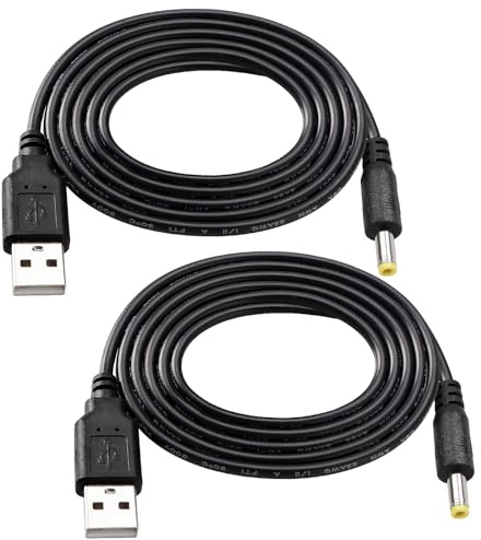 KUOQIY 2 Pièces 1m 22AWG Cable USB vers DC 5V, USB vers 4.0x1.7 mm DC Barrel Jack Adaptateur D'alimentation, pour Bandes Lumineuses LED, Petites Lampes de Bureau, Petits Ventilateurs, Noir