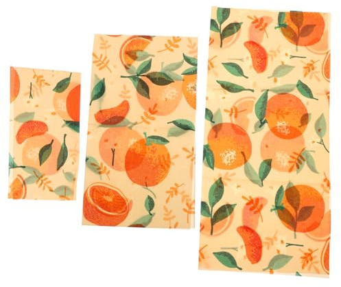 MUELODSIC 3 Hojas Paños de Cera de Abeja Reutilizables para Conservación de Alimentos de Envoltorios Naturales con Protección Sellante y Sostenible para Frescura y Limpieza Diaria