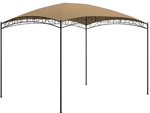 HETFTJN Pavillon 3x4 m Taupe Stahl Gestell 180 g m² Gewebe mit PA Beschichtung Robuster Gartenpavillon für Grillfest Camping Garten und Event