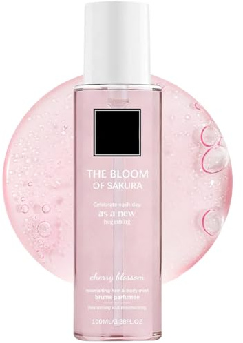 Bruma para Cabello y Cuerpo de Flor de Cerezo para Mujer, Fragancia Hidratante y Refrescante con Extracto de Leche de Arroz, Aroma Equilibrante Sin Alcohol para la Rutina Diaria (1pcs)