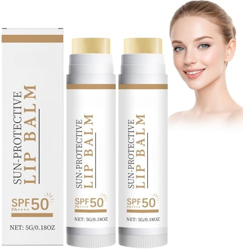2PCS Tinted Lip Balm with SPF 50 for Men & Women,Moisturising Lip Balm for Dry Cracked Lips,Lightweight Lip Sunscreen SPF 50 Stick with Smooth Finish for Daily Lip Care & Outdoor Protection