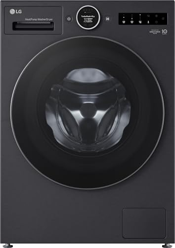 LG HPWD116BA Wärmepumpen-Waschtrockner (11 kg Waschen/6 kg Trocknen, Energieklasse A-30%/A-10%, 1.350 U/Min.) mit Easy-Touch Drehregler, TurboWash+Dry, ezDispense, Schwarz