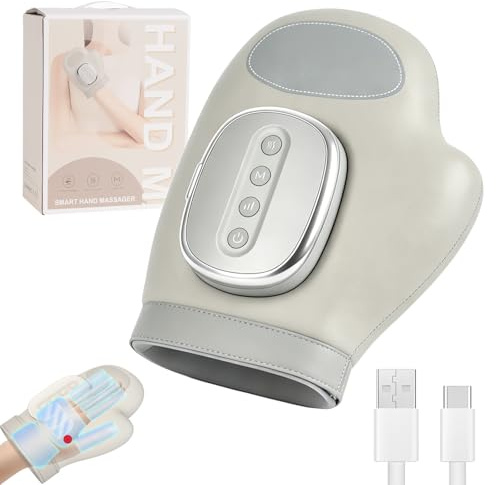 Handmassagegerät mit wärmefunktion - Wireless hand massagegerät, 3 Massagemethoden, 5 Druck und Luftdruckfunktionen, Elektrische hand massager, ideale Geschenke für Damen Herren