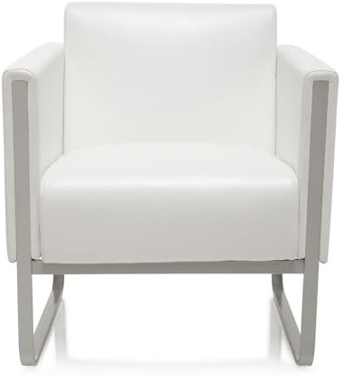 hjh OFFICE Loungesoffa 1-sits ARUBA Modern konstläderklädd soffgrupp med metallram, 78 x 67 x 71 cm, vit