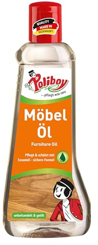 POLIBOY Möbel Öl - Nährendes Holzpflegemittel für Holzmöbel - Farbloses Holzöl - 1x 200ml - Made in Germany