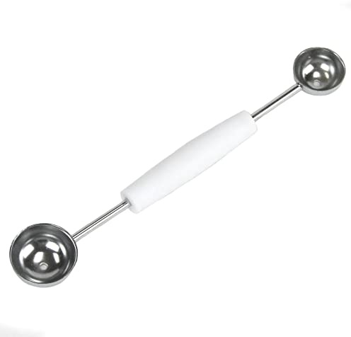 Chef Craft Double Sided Stainless Steel Melon Baller, 7.5 inches in length, White