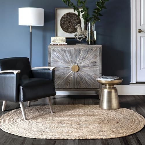 nuLOOM Rigo Hand Woven Farmhouse Jute Area Rug, 91 cm x 152 cm Oval, Natural