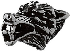 NKlaus Bijoux de Cheveux Perle de Barbe VARGAR Tête de Loup Argent Massif 925 Perle bouclée 6448