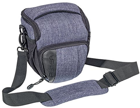 PEDEA DSLR-Kameratasche Fashion mit Displayschutzfolie für Canon EOS 5D 5D Mark II 400D 2000D / Nikon D60 D80 D90 D3100 D3200 D3300 D3400 D5300 D7100 / Pentax K 30 K 50 K 500, Gr. M grau