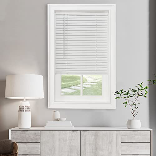 Cordless Light Filtering Mini Blind - 18 Inch Width, 42 Inch Length, 1 Slat Size - Pearl White - Cordless GII Morningstar Horizontal Windows Blinds for Interior by Achim Home Decor
