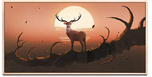 Savanne ca. 130x70cm Wandbild inklusive Schattenfugenrahmen naturfarbend - Panorama Leinwand Bild XXL Format Wandbilder Wohnzimmer Wohnung Deko Kunstdrucke