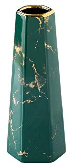 20cm Mármol Verde Dorado Decorativos Modernos Ceramica Jarrones de Flores para Mesa de Comedor Sala de Estar Idea Regalo para Cumpleaños Boda Navidad