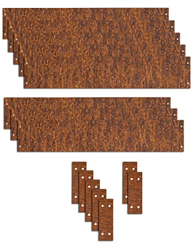 ESTEXO 8X Rasenkante aus Edel-Rost 100 cm Beeteinfassung Hochbeet Beetumrandung Mähkante Cortenstahl inkl. 7 Verbinder sowie Schrauben zur Befestigung