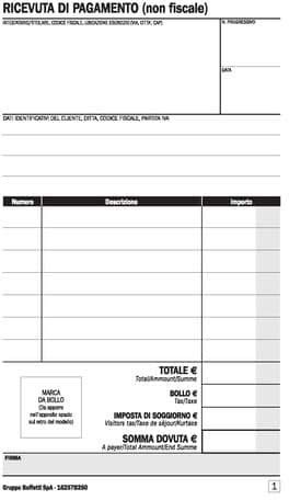 Data Ufficio Quittungsblock B&B/Pensionen - 25 Kopien - selbstdurchschreibend - 16,8 x 10 cm - DU16257B250