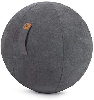 Sitzball Alfa Velour Magma - Sitting Ball - Größe 65 cm Ø Sitzmöbel Wohnaccessoire mit Griff Farbe anthrazit