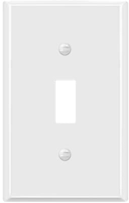 ENERLITES Toggle Light Switch Metal Cover Plate, Wall Plate, Corrosion Resistant, Standard Size 1-Gang 4.50 x 2.76, Powder Coated Stamped Steel, 7711-WG, White Gloss