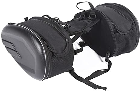WHYUNM26 2Pcs Erweiterbare und wasserdichte Motorrad-Satteltasche Seitentasche Kohlefaser Motorrad Reisegepäcktasche mit Regenschutz