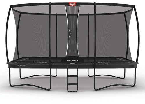 BERG Ultim Elite Regular 500 Grau Gartentrampolin Sicherheitsnetz | Rechteckiges Trampolin 500x300 | Premium Gartentrampolin Outdoor | AirFlow Pro Sprungmatte | TwinSpring Federn