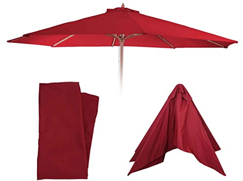 Mendler Ersatz-Bezug für Sonnenschirm Florida Ø 3,5m - Bordeaux | Sonnenschirmbezug Ersatzbezug, Polyester, 8 Streben