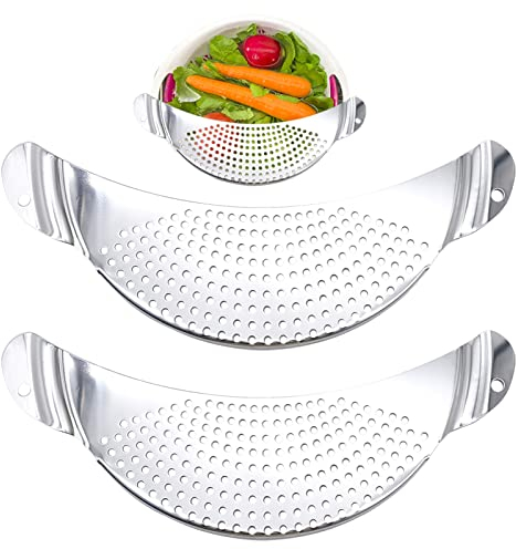 Colino a forma di mezzaluna, 2 pezzi Pentola Scolapasta,Scolapasta in Acciaio Inox, Scola pasta per ciotole, padelle e pentole