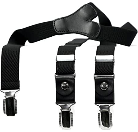 bugatti - Bretelle da 25 mm in tinta unita in pelle con clip, misura 120, Nero , 120 cm