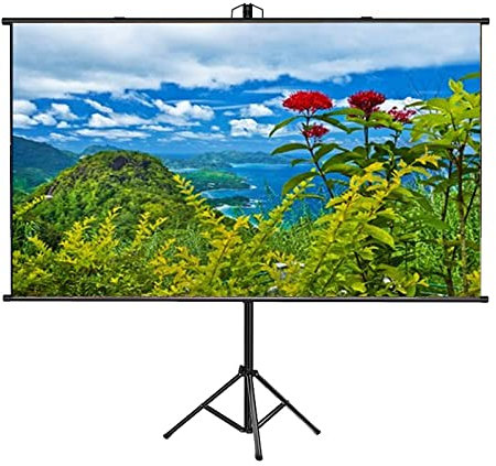 TINOWN Pantalla de proyector Pantalla de proyector independiente Compatible con 4K Tipo de trípode Pantalla for interiores/exteriores (montada en la pared) (16:9) Equivalente a 72 Tipo Trípode indepen