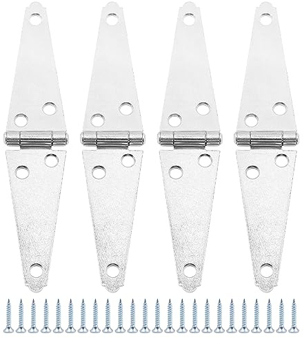 Set of 4 ZONADAH Garden Shed Door Gate Strap Hinges, Zinc Plated Windows Hinges 4inch/102mm Rustproof Hinges Door Barn with Screws for Windows Cabinet Doors Showcase Wine Storage Rooms