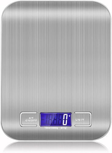 Bilancia da cucina for uso domestico Bilancia elettronica for alimenti Strumento di misurazione 'equilibrio postale Bilancia elettronica da 5 kg/1 g (colore: bianco metallizzato)
