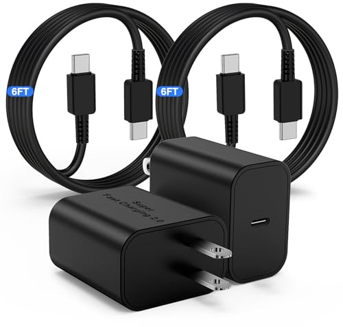 45W USB-C Charger for Samsung Charger Super Fast Charging, Type C Charging Block &6FT USBC Android Phone Cable Cord 2Pack for Galaxy S25 Ultra/S25 S24 S23 S22 S21 S20 S10 Ultra/Plus,Galaxy Tab S9 S8