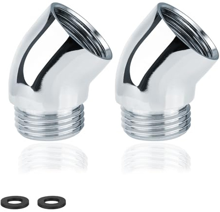 Winkelstück für Duschkopf, HERKINDNESS 2 Stück Duschschlauch Adapter, Winkelstück für Handbrause mit 2 Dichtung, Winkelstück Duschkopf für Handbrause Beweglich Duscharmanschluss, GDWANT130