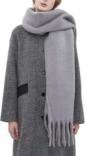LUCKKY Fashion Imitation Wool Scarf, Mode Nachahmung Wolle Schal, Damen Wollschal, Winter Warm Schals für Damen, Weiche Dicke Tücher Und Wraps (Grau)