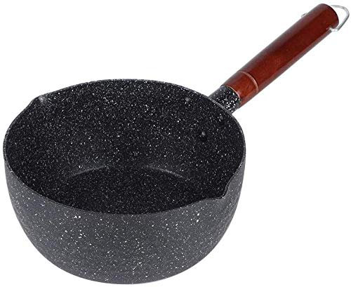 YOtat Olla De Piedra Antiadherente De Aluminio para Cocina Doméstica, Olla para Sopa, Cacerola para Leche con Mango De Madera, para Freír, Asar, Guisar, Freír O Asar (18 Cm)