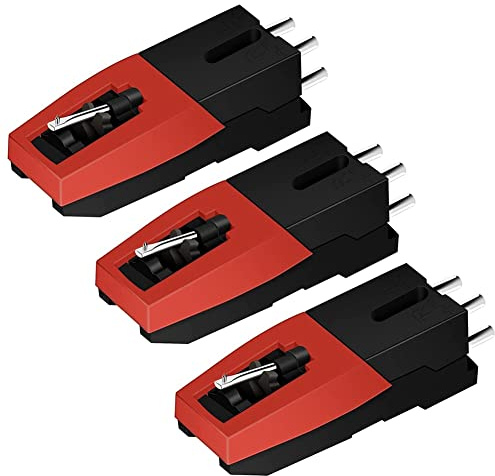Sujurio Grammophone Plattennadel magnetisch mit LP Vinyl Nadel Zubehör für Phonograph Plattenspieler Stylus 3 Stück