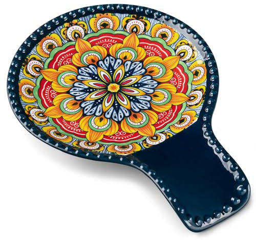 vancasso Porcelain Spoon Rest, 7.7 Inch Cooking Spoon Holder for Kitchen Counter Decor, Spoon Holder for Coffee Spoon Rest, Spoon Cradle, Spatula, Spoons or Tongs, Decorations, Blue