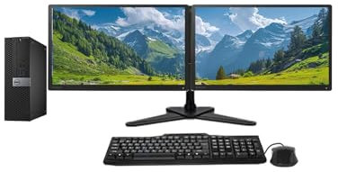 Dell Dual Monitor Trading Setup Optiplex SFF PC - Intel Core i7 6th Gen, Windows 11 Pro With 2 x 23 HD 1080p Monitors, 300Mbps TP-LINK wireless Wifi Card, (Renewed) (16GB DDR3 RAM - 512GB SSD)