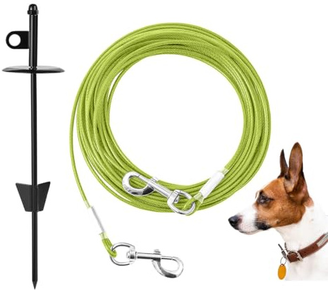 Bodenanker Hund,Erdanker Hund für mittlere Bis Große bis zu 200 lbs,Kein Verheddern Anlegepflöcke für Hunde, zum Eindrehen für Hof Camping (Green+Black Stake, 20ft/6M)