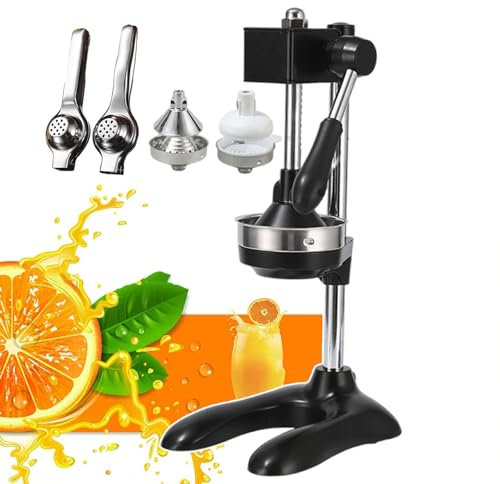 forplubossmmp Robot da Cucina Manuali E Spremiagrumi, Estrattore di Spremiagrumi A Mano con Piastra Filtrante E Maniglia Ausiliaria, Strumento di Spremitura Manuale per Limone, Melograno,Black