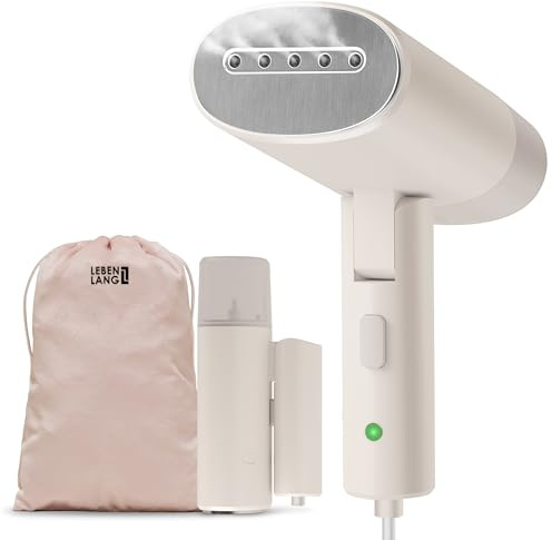 LEBENLANG Steamer Dampfglätter Reise - Kompakt Faltbar & Inkl. Reise Set I Dampfbügeleisen Steam Iron Dampfbürste für Dampfglätten Bügeln im Urlaub I Hand Reisesteamer mini handheld Travel Steam Sream