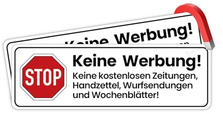 5x Magnetisches Schild „Keine Werbung“ – Briefkastenschild wetterfest & wiederverwendbar – ohne Kleben – stark haftend – Kein Aufkleber – Anti-Werbung Schild für Briefkasten (5)