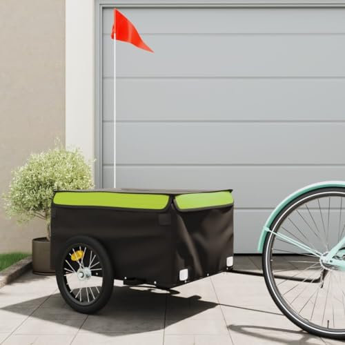 Somanki Fahrradanhänger Schwarz und Grün 45 kg Eisen, Fahrrad Anhänger, Lastenanhänger, Handwagen, Fahrrad-lastenanhänger, Lastenfahrrad - 94088